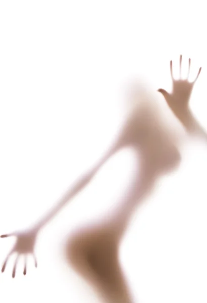 Τα χέρια του αίγλη σέξι γυναίκα σιλουέτα εκμετάλλευσης για θολή μπάνιο — Φωτογραφία Αρχείου