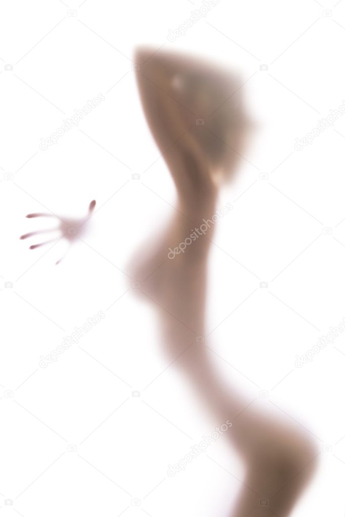 Sexy glamour woman silhouette - one hand in focus