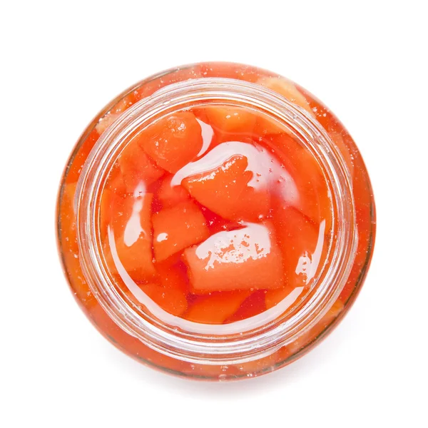 Open Jar with Homemade Quinces Jam Delicacy — Stock Photo, Image