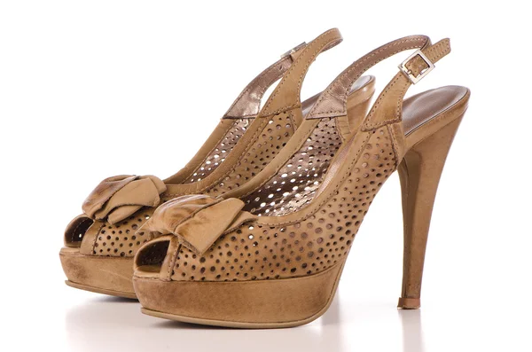 Brun hög klack kvinnor skor — Stockfoto
