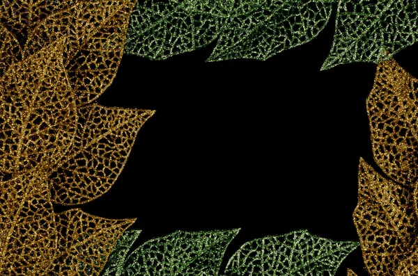 Ramki zielony i złoty liść — Zdjęcie stockowe