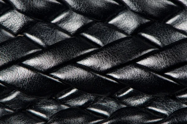 Black leather woven pattern — Stock Photo, Image