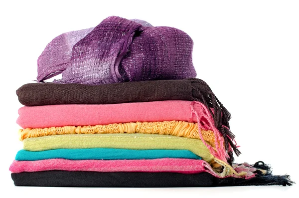 Pile of colorful scarves — Stock Photo, Image