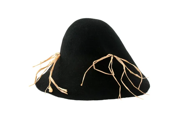 Σκιάχτρο μαύρο αισθάνθηκε καπέλο με μερικές άχυρο — Φωτογραφία Αρχείου