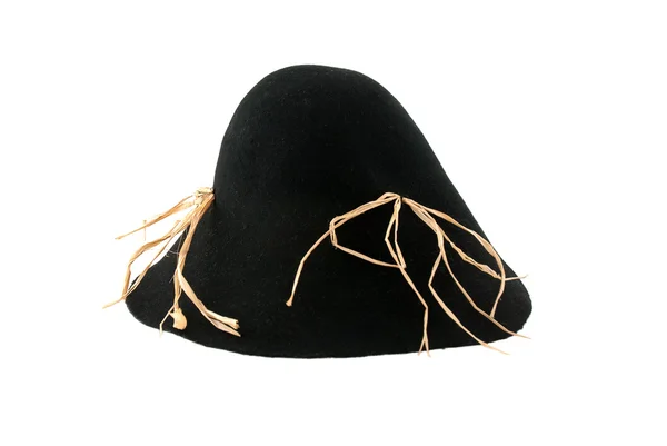 Scarecrow black felt hat with some straw — Stock Photo, Image