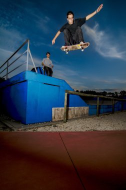 Skateboarder flying clipart