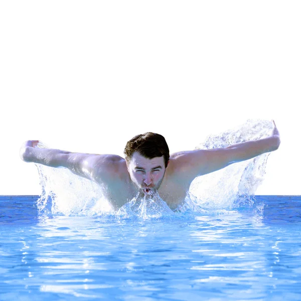 Man swimming butterfly — Stock Photo, Image