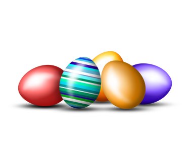 Happy Easter with colored eggs clipart