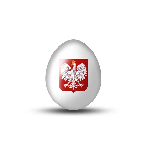 鸡蛋白与波兰的徽章 — 图库照片