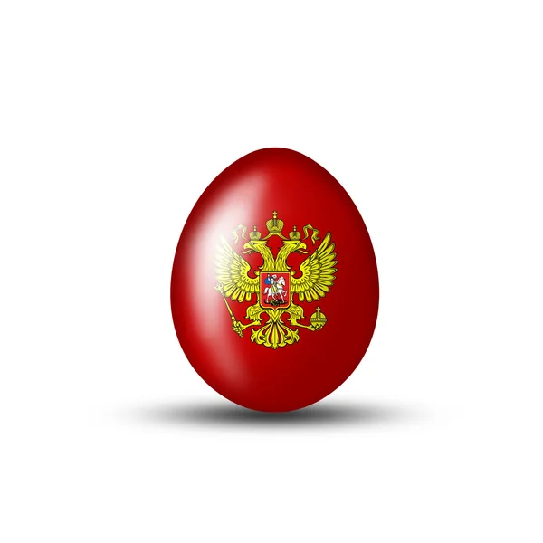 Russian coat of arms on a red egg — Stock Photo, Image