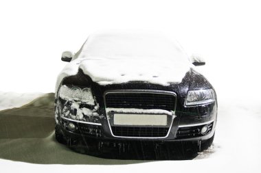 Car on the winter road clipart
