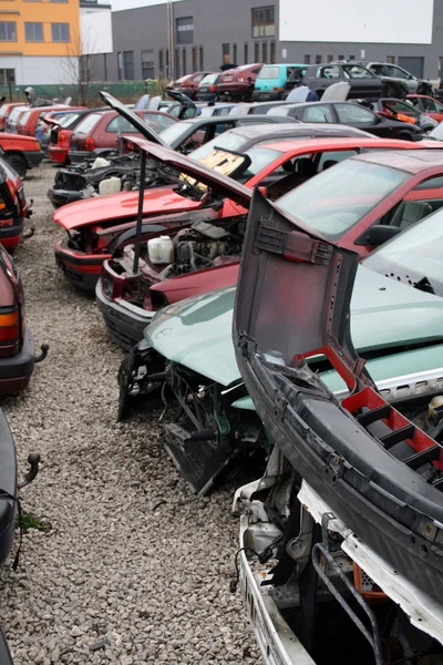 German car scrap yard with — Stock Photo, Image