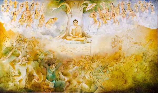 Malarstwo religijne w świątyni buddyjskiej — Zdjęcie stockowe