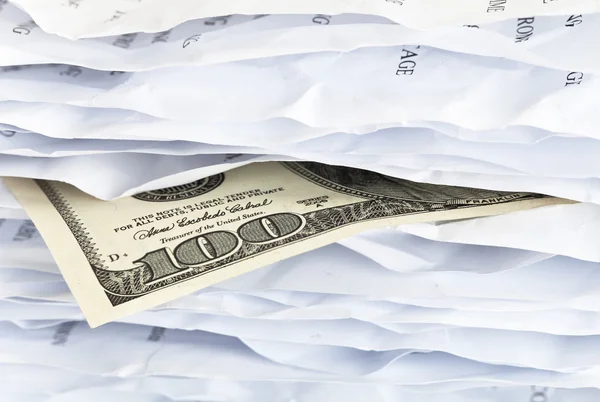 100 bill in the paper chaos — Stock Photo, Image
