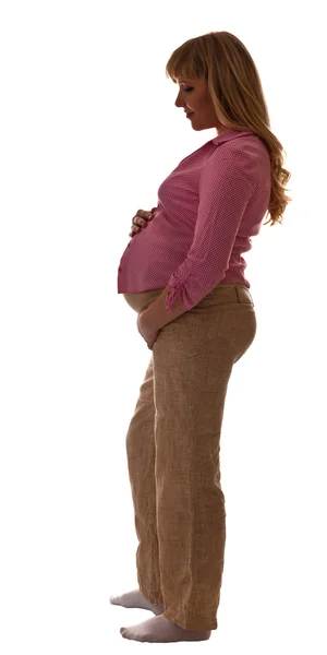 Silhouette einer schwangeren Frau — Stockfoto