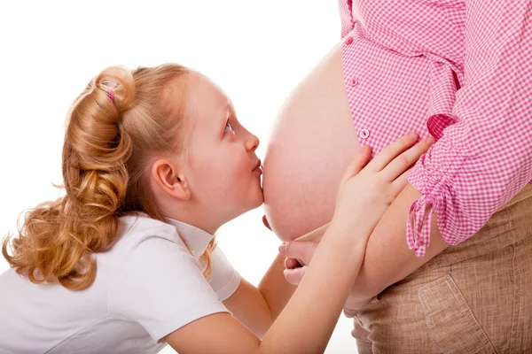 Gravid kvinna och dotter — Stockfoto