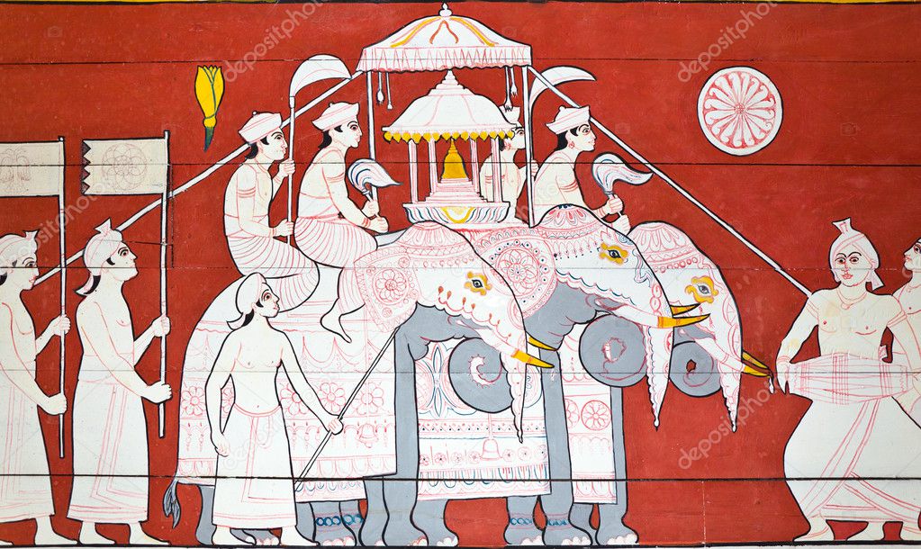 Art painting at the entrance to the temple of the sacred tooth o