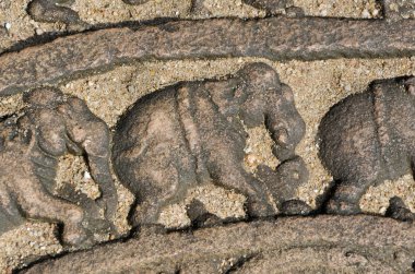 Elephants on the lunar rock of ancient Vatadage clipart