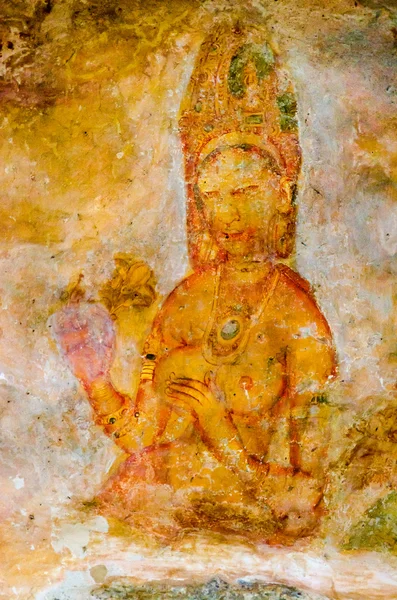 斯里兰卡西吉里亚山上的古代壁画（锡兰） ). — 图库照片