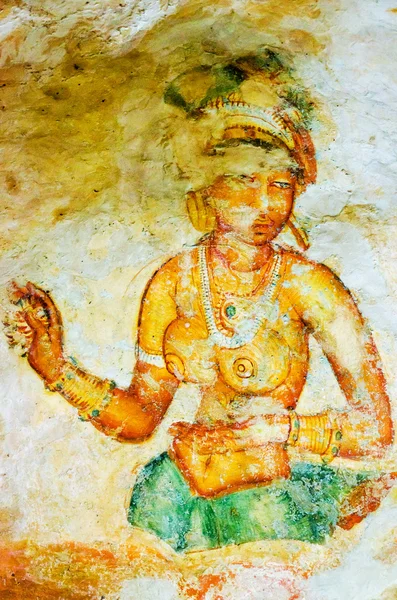 Starověké fresky na hoře Sigiriya na Srí Lance (Cejlon ). — Stock fotografie