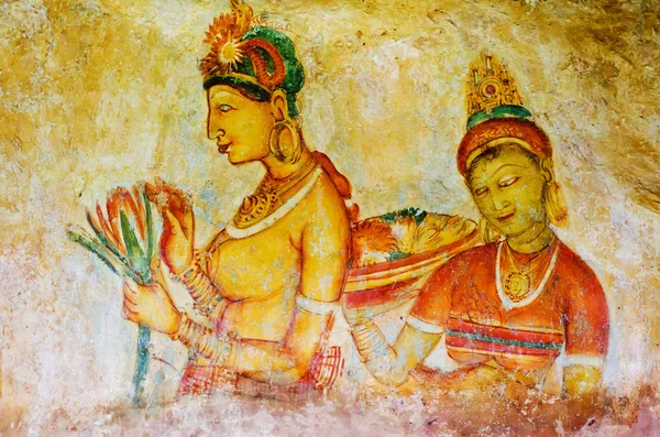Фрески на горе Сигирия, Шри-Ланка (Цейлон)  ). — стоковое фото