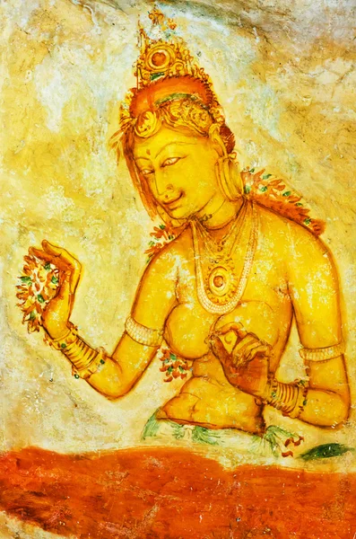 Antichi affreschi sul monte Sigiriya, Sri Lanka (Ceylon  ). — Foto Stock