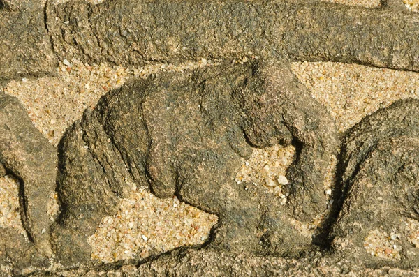 Слоны на лунной скале древнего Ватадагэ — стоковое фото