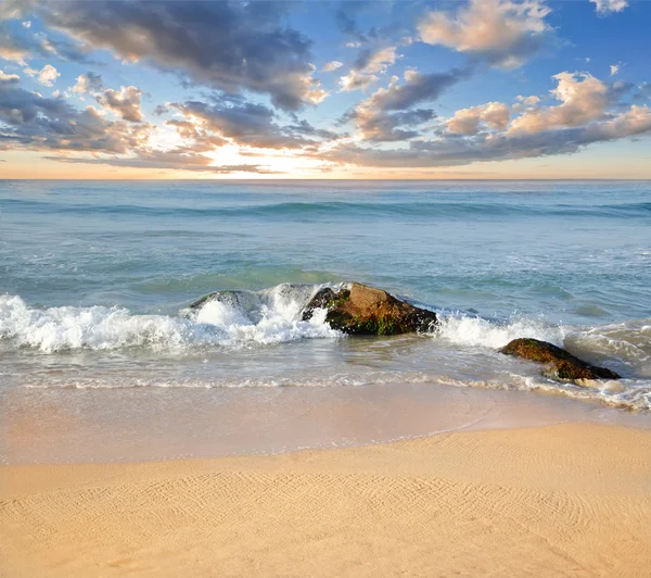 Steine in den Wellen an der Meeresküste — Stockfoto