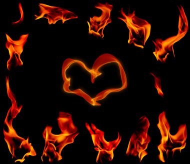 Flare fire on a black background clipart