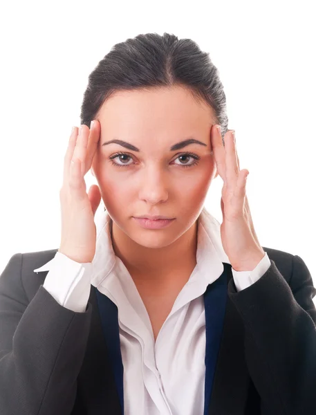 Las mujeres de negocios con dolor de cabeza, masajes —  Fotos de Stock