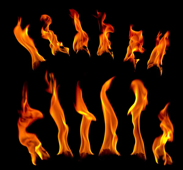 Flare eld på en svart bakgrund — Stockfoto