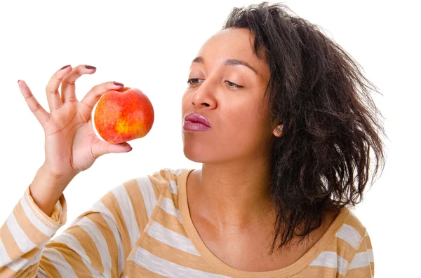 Chica con una manzana madura — Foto de Stock