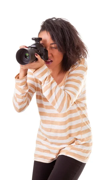 Bir kamera ile kız — Stok fotoğraf