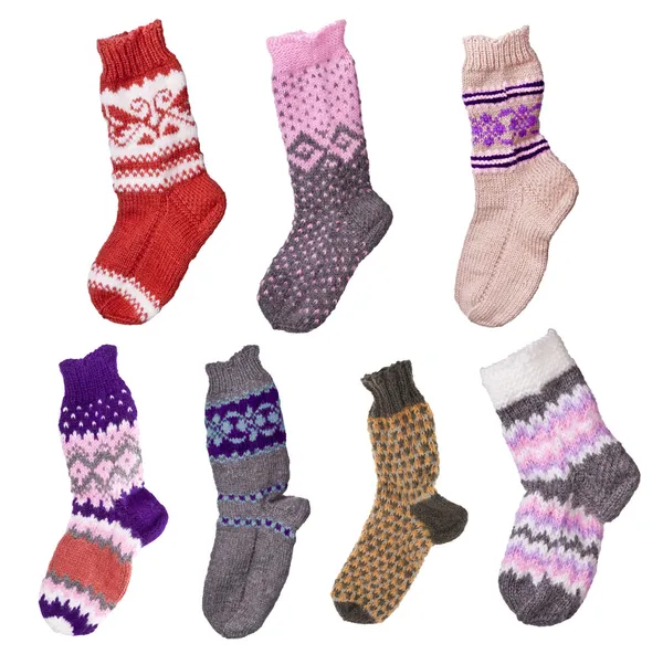 Hand-knitted woolen socks — Stock Photo, Image