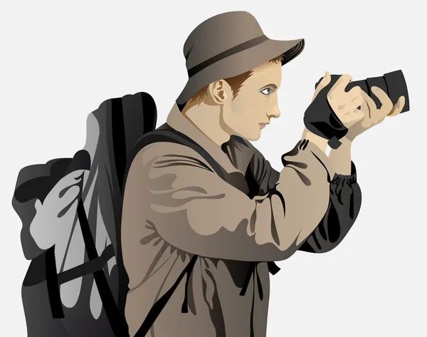 Jeune homme habillé en touriste — Image vectorielle