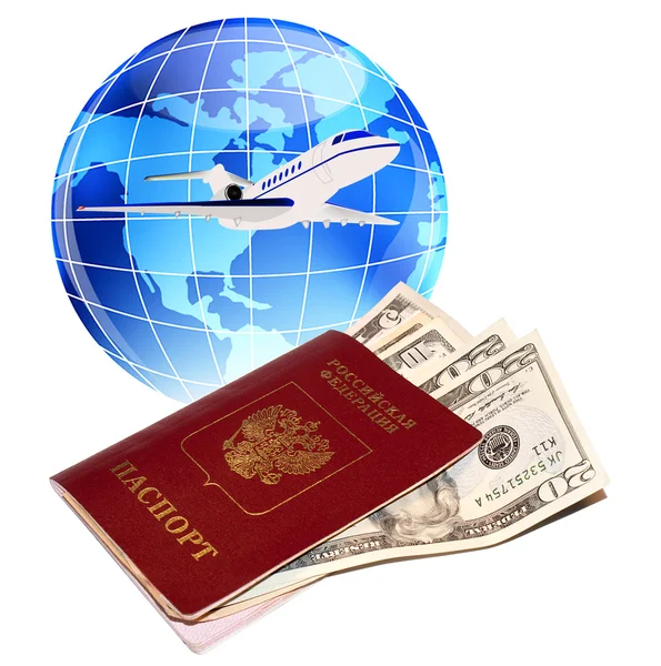 Εγγραφής του το διαβατήριο και η βίζα αναχώρηση για υπόλοιπο στο εξωτερικό — Φωτογραφία Αρχείου