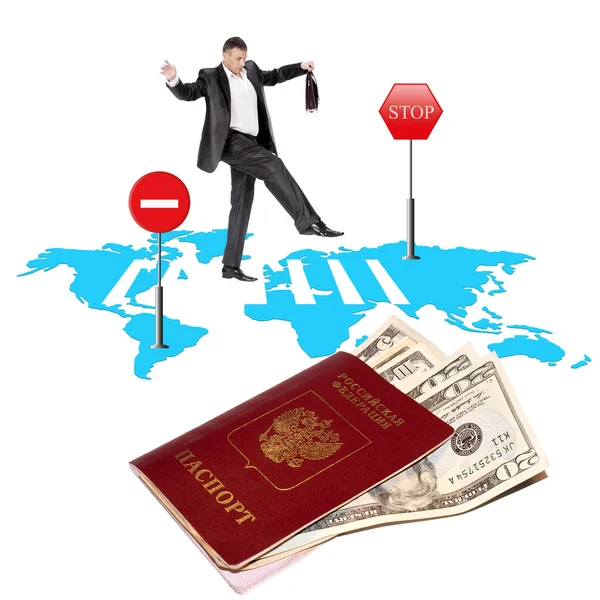Registration of the passport and the visa to departure on rest abroad — Stock Photo, Image