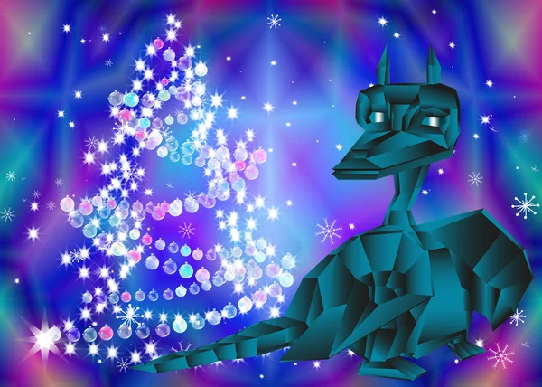 Tmavě modré fantastické drak symbol 2012 novoroční. — Stock fotografie