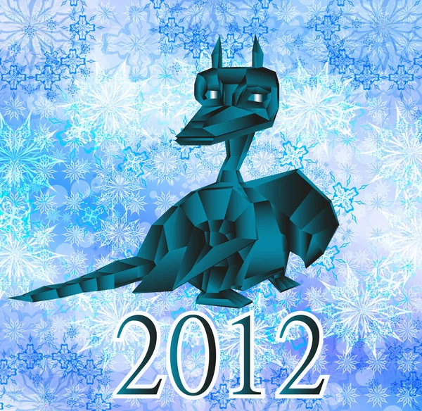 Dark blue fantastic dragon-symbol 2012 New Years. — Stock Photo, Image