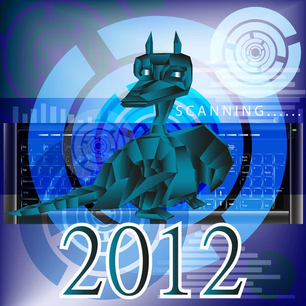 暗い青い幻想的なドラゴン-シンボル 2012年新しい年. — ストック写真