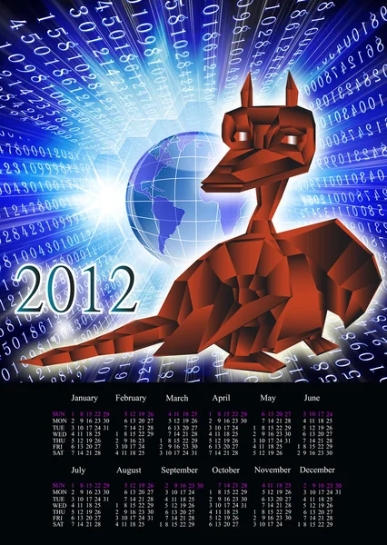Fantastic dragon-symbol 2012 New Years.Calendar — Stock Photo, Image