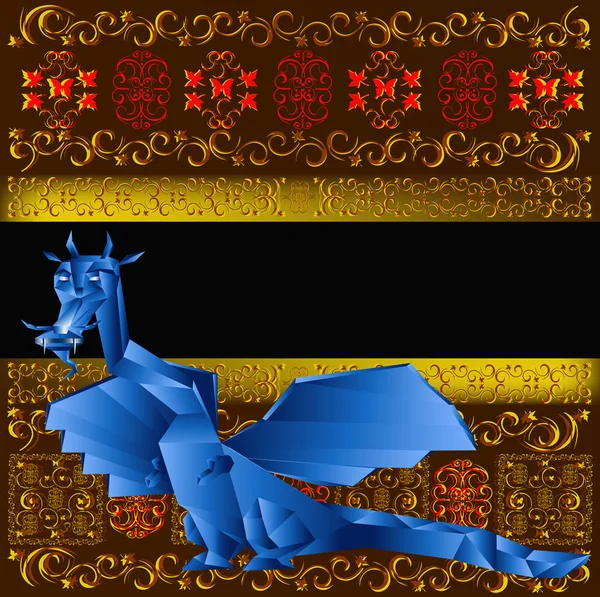 Azul escuro dragão fantástico — Fotografia de Stock