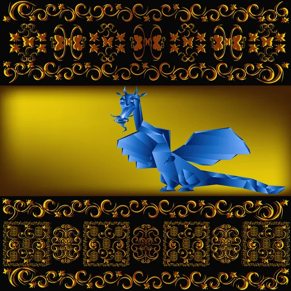 暗い青い幻想的なドラゴン — ストック写真