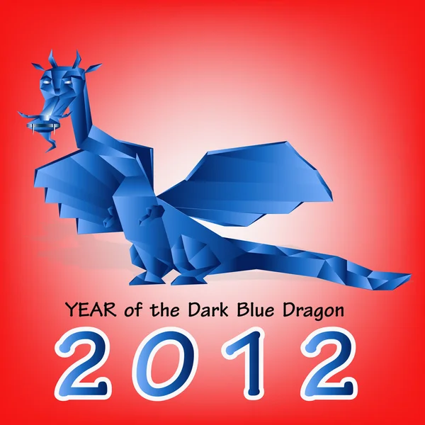 Donker blauwe fantastische dragon — Stockvector