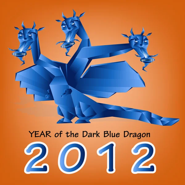 Dark blue fantastic dragon — Stock Vector