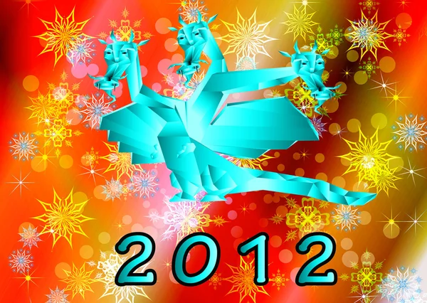 Fantastic dragon-symbol 2012 New Years. — Stock Photo, Image