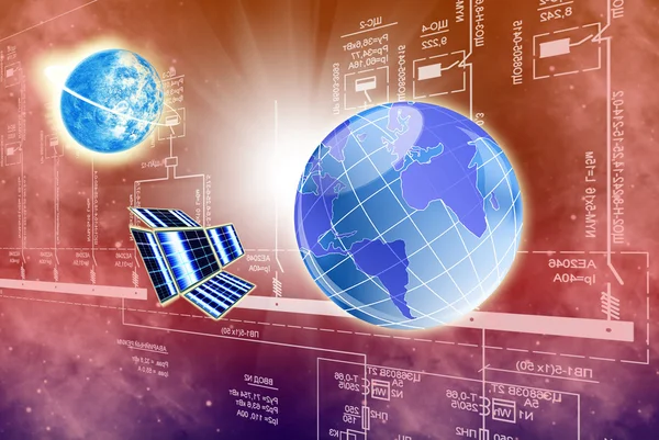 Entwicklung innovativer Internet-Technologie im Weltraum — Stockfoto