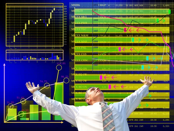 De zakenman begint in financiële zaken en is klaar om te winnen — Stockfoto