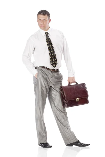 Элегантный бизнесмен на белом фоне — стоковое фото