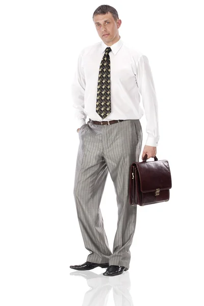 De elegante zakenman op een witte achtergrond — Stockfoto